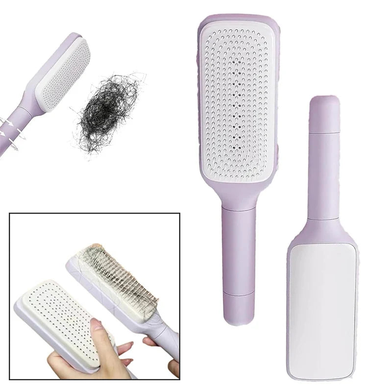 self-cleaning hair brush