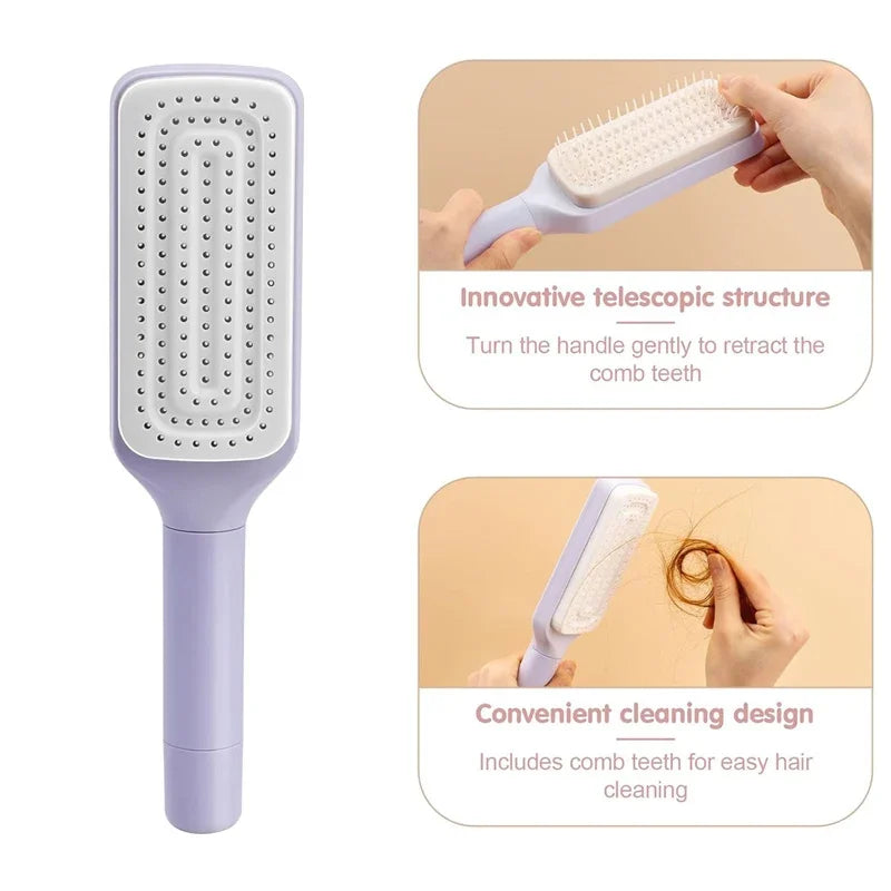 self-cleaning hair brush