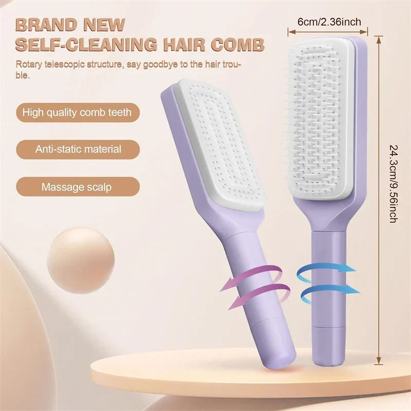 self-cleaning hair brush